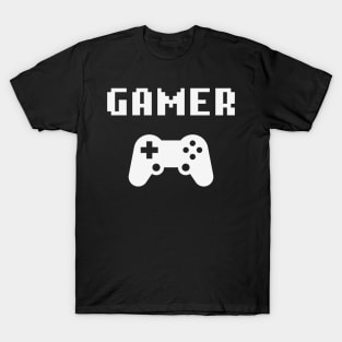 Gamer (Gaming / Controller / Console / Gamepad / White) T-Shirt